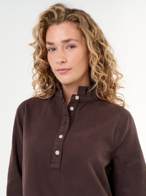 Robe à col frill en denim - Kiabi Robe à col frill en denim - Kiabi