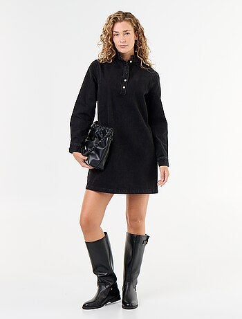 Robe à col frill en denim