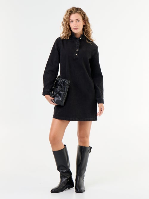 Robe à col frill en denim - Kiabi Robe à col frill en denim - Kiabi