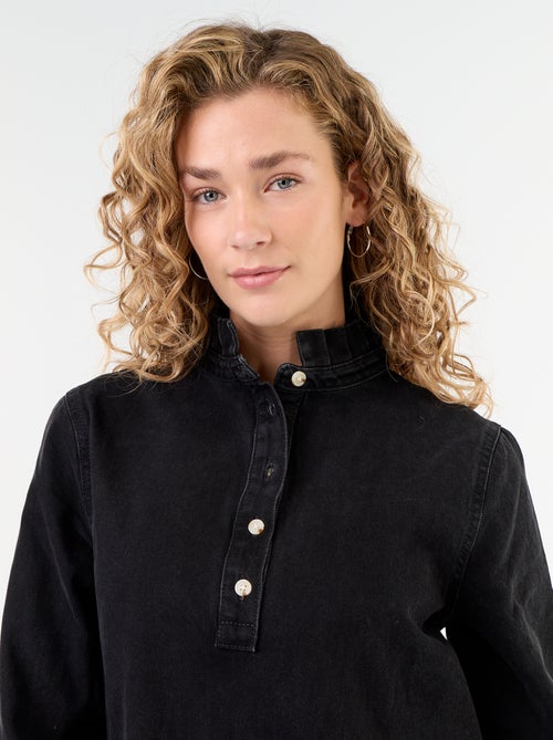 Robe à col frill en denim - Kiabi Robe à col frill en denim - Kiabi
