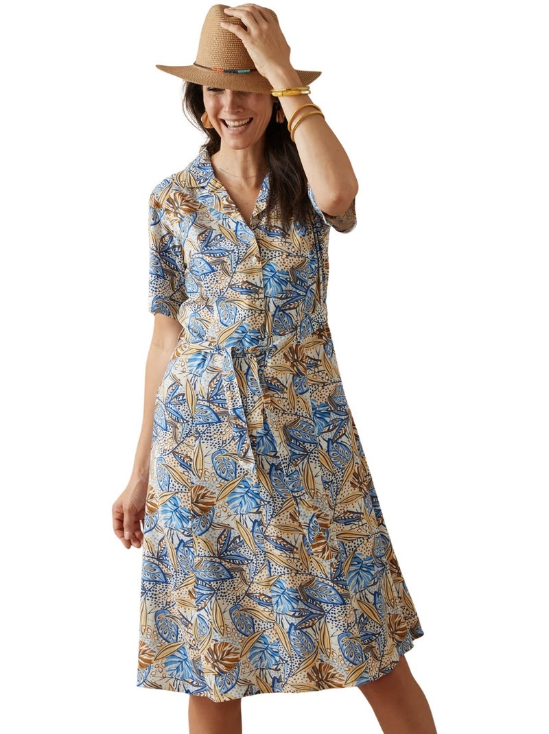 Robe à col tailleur - DAXON Bleu Multicolore - Kiabi