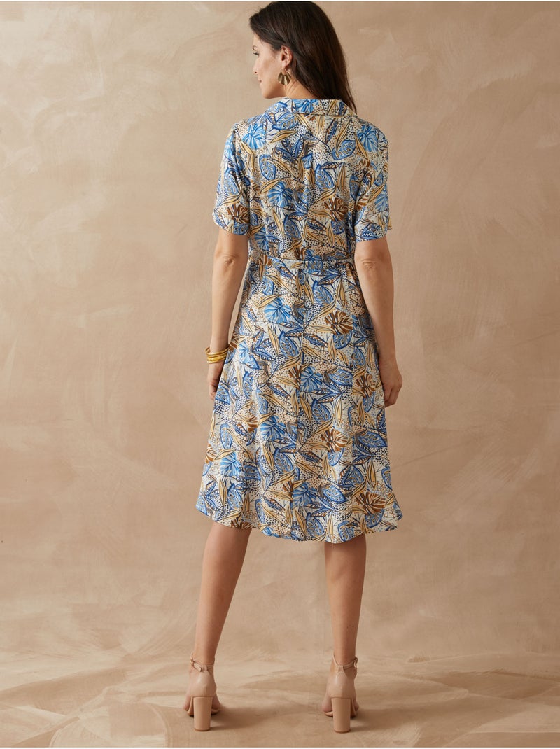 Robe à col tailleur - DAXON Bleu Multicolore - Kiabi