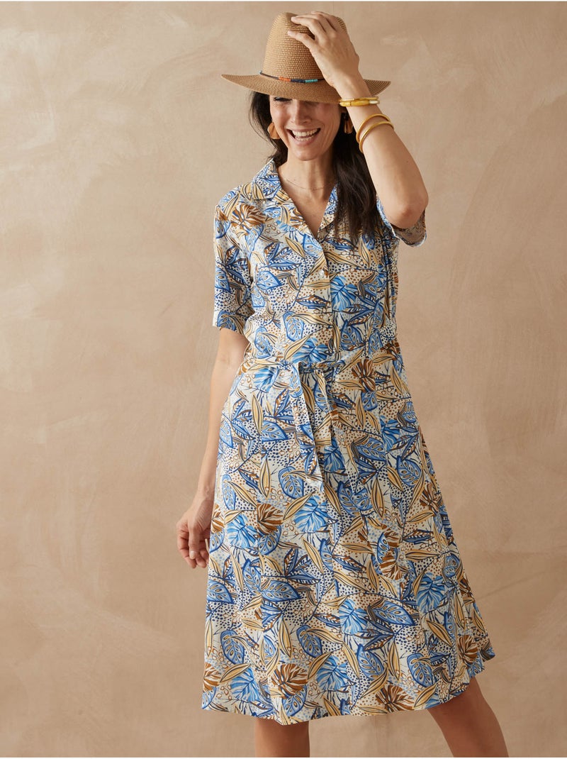 Robe à col tailleur - DAXON Bleu Multicolore - Kiabi