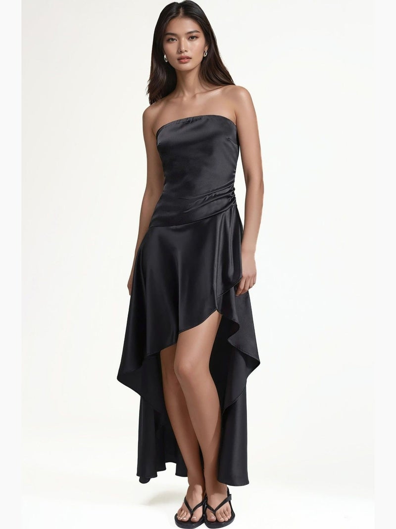 Robe à détail volanté sans bretelles hiccup Noir - Kiabi