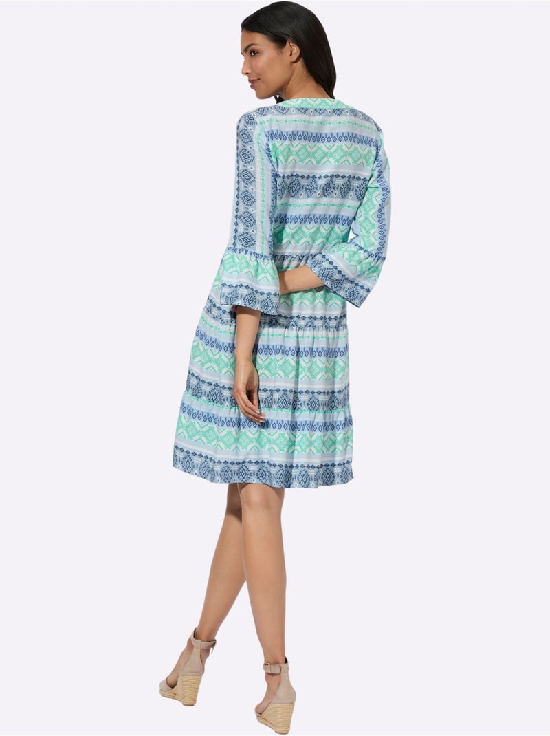Robe à Effet étagé Viscose Douce Et Fluide - Taille Standard - Moda Vilona Bleu Bleu - Kiabi