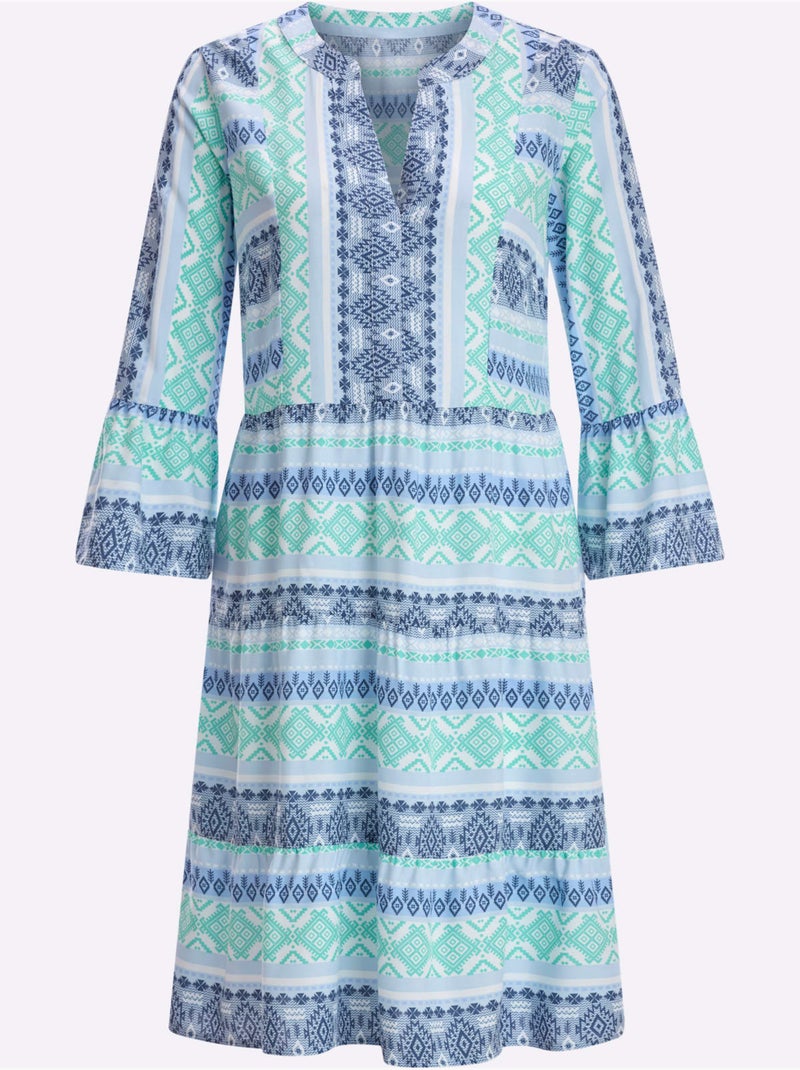 Robe à Effet étagé Viscose Douce Et Fluide - Taille Standard - Moda Vilona Bleu Bleu - Kiabi
