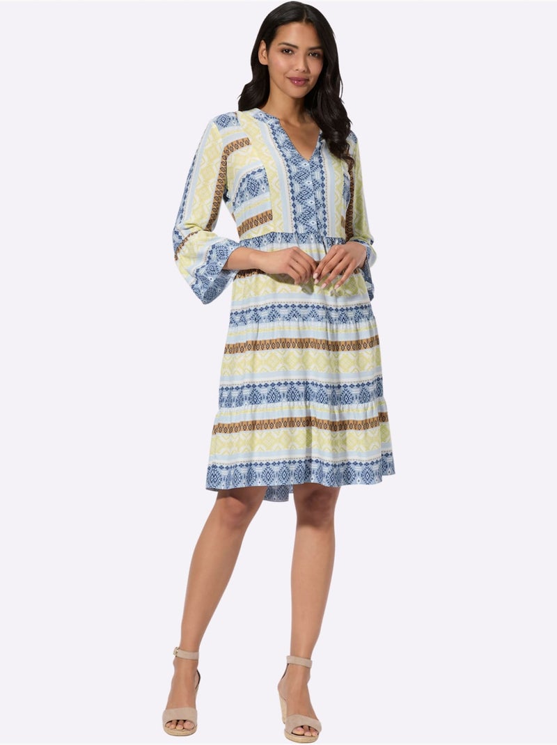 Robe à Effet étagé Viscose Douce Et Fluide - Taille Standard - Moda Vilona Bleu Vert - Kiabi