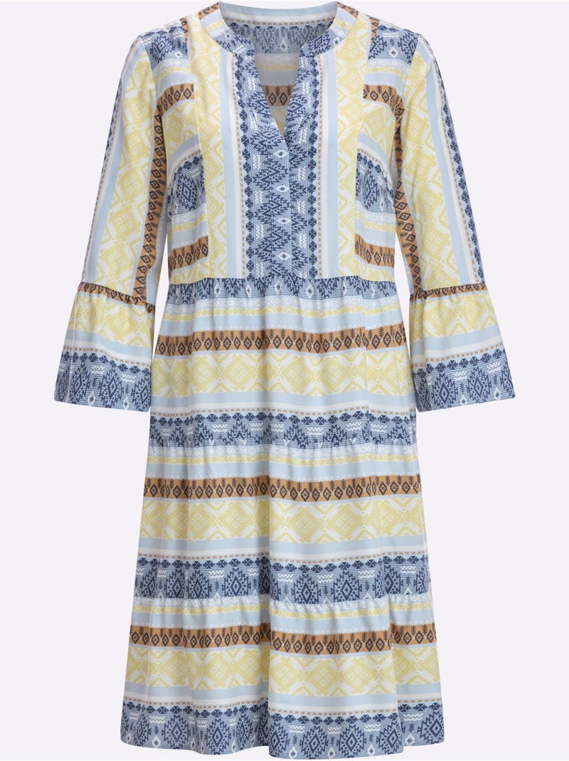 Robe à Effet étagé Viscose Douce Et Fluide - Taille Standard - Moda Vilona Bleu Vert - Kiabi