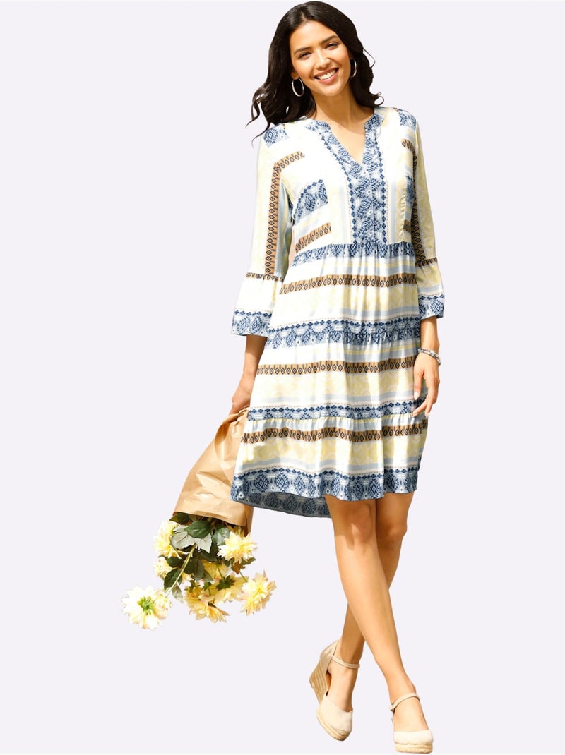 Robe à Effet étagé Viscose Douce Et Fluide - Taille Standard - Moda Vilona Bleu Vert - Kiabi