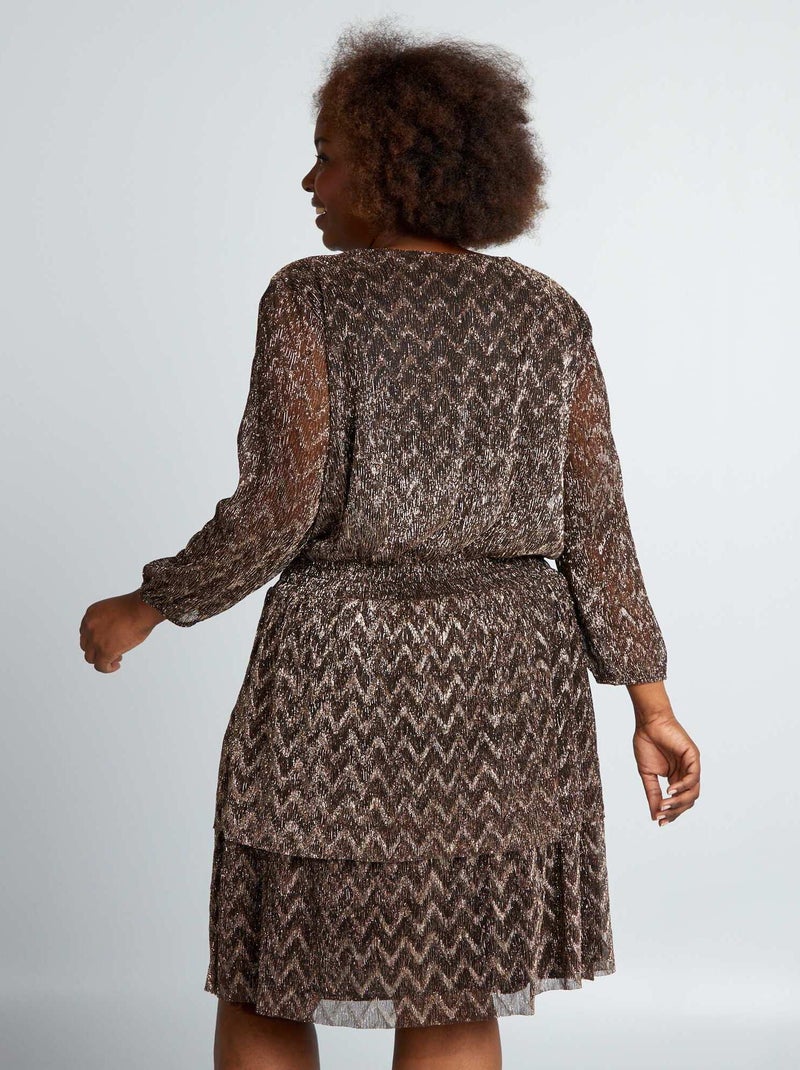 Robe à étages en maille plissée irisée Bronze - Kiabi
