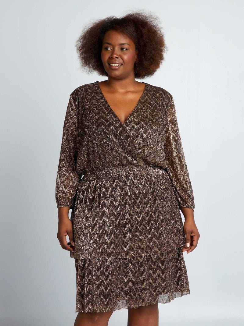 Robe à étages en maille plissée irisée Bronze - Kiabi