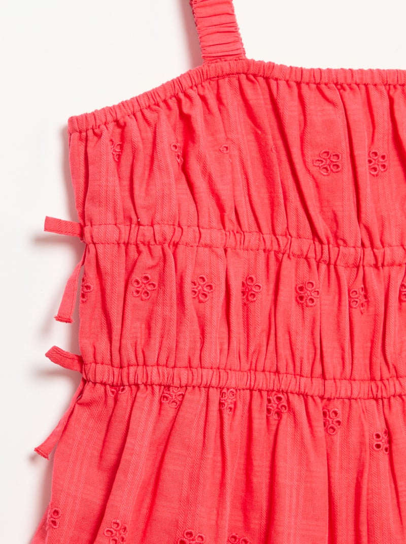 Robe à fines bretelles avec broderies all over Rouge - Kiabi