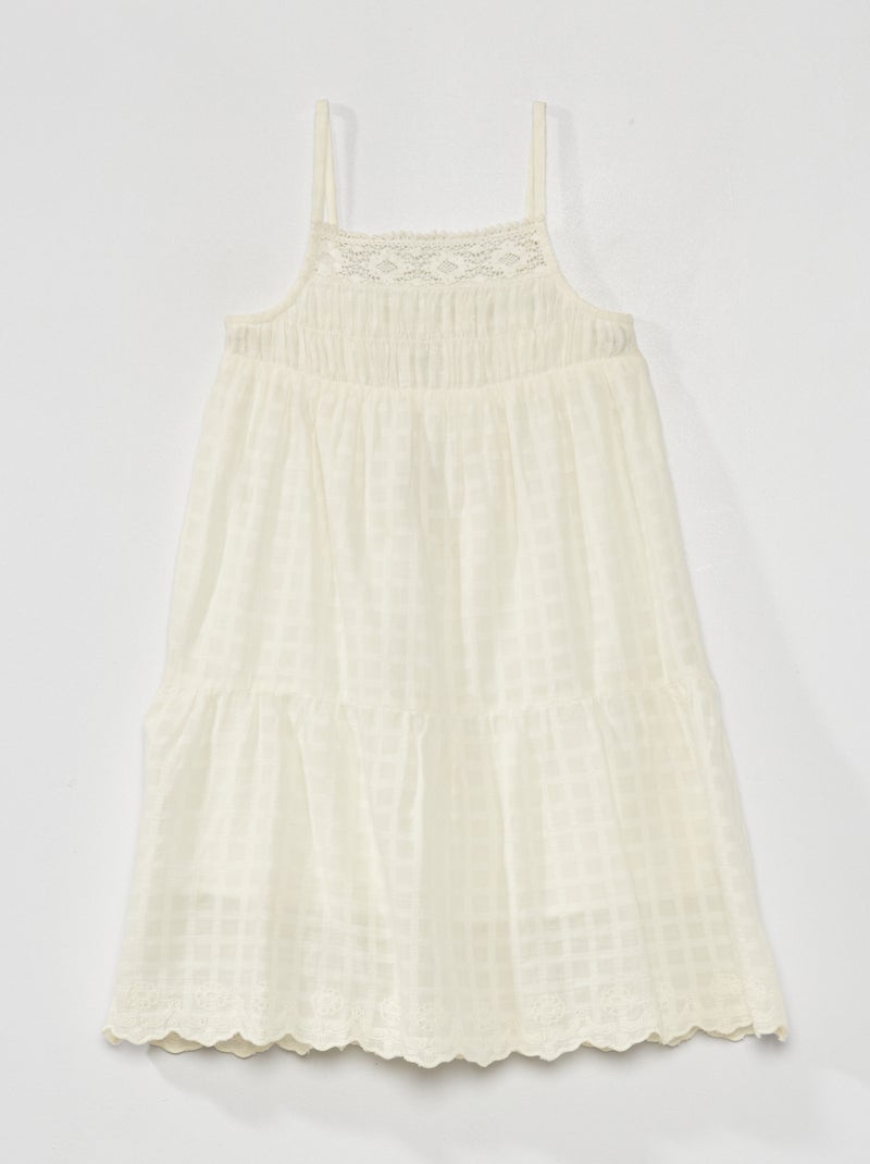 Robe à fines bretelles Ecru - Kiabi
