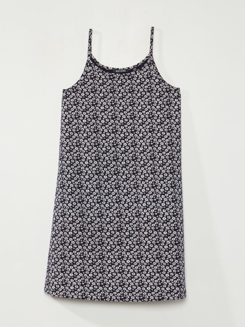 Robe à fines bretelles 'fleurie' bleu - Kiabi