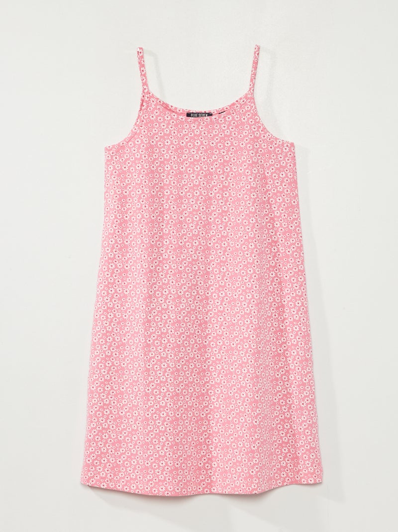 Robe à fines bretelles 'fleurie' rose - Kiabi