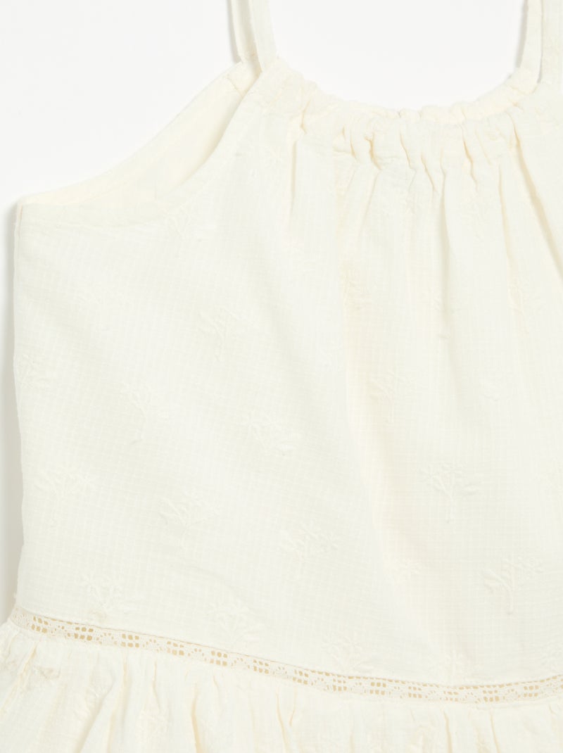 Robe à fines bretelles non réglables avec broderies Blanc - Kiabi