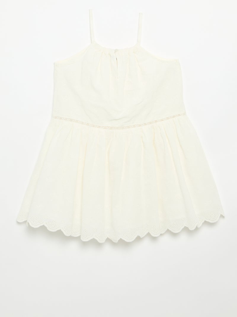 Robe à fines bretelles non réglables avec broderies Blanc - Kiabi