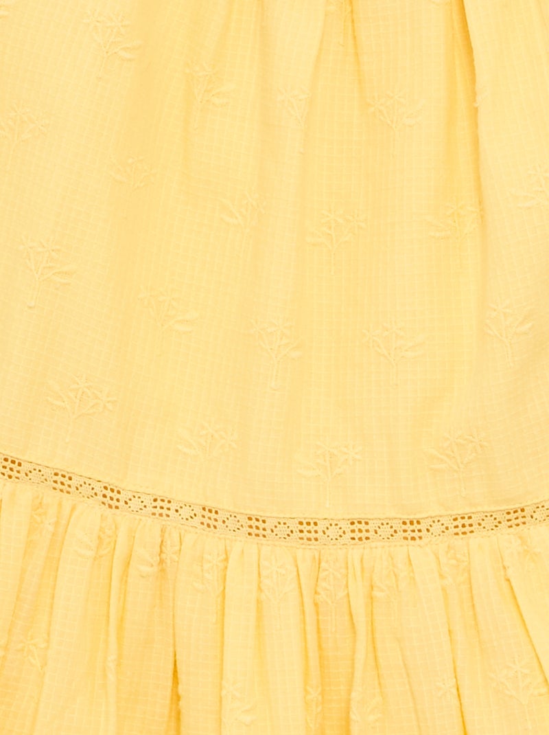 Robe à fines bretelles non réglables avec broderies Jaune - Kiabi