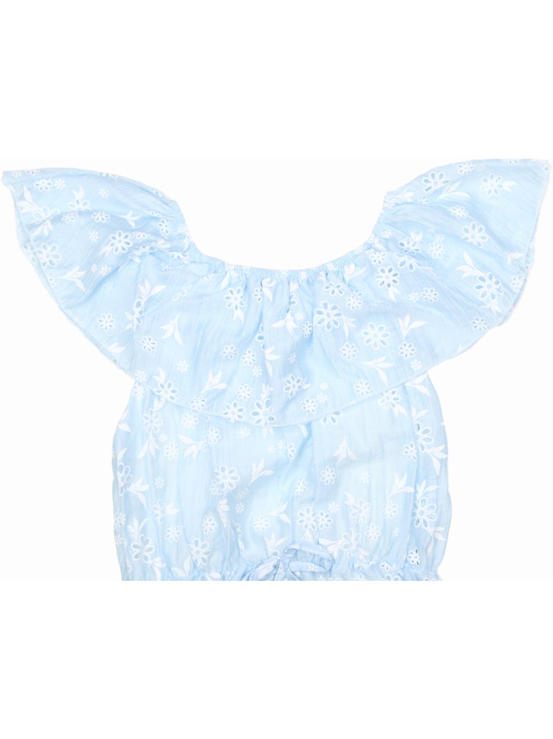 Robe à fleurs - Kids Star Bleu clair - Kiabi