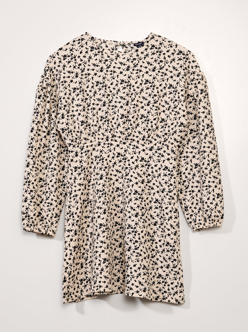 Robe à fleurs Blanc/noir - Kiabi