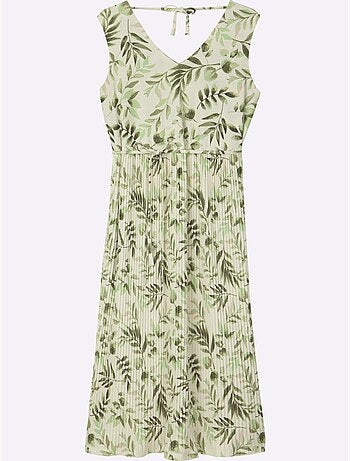 Robe à Fleurs Col V Devant Et Au Dos - Taille Standard - Sheego