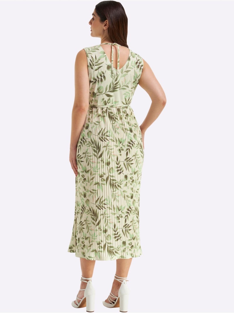 Robe à Fleurs Col V Devant Et Au Dos - Taille Standard - Sheego Ivoire - Kiabi
