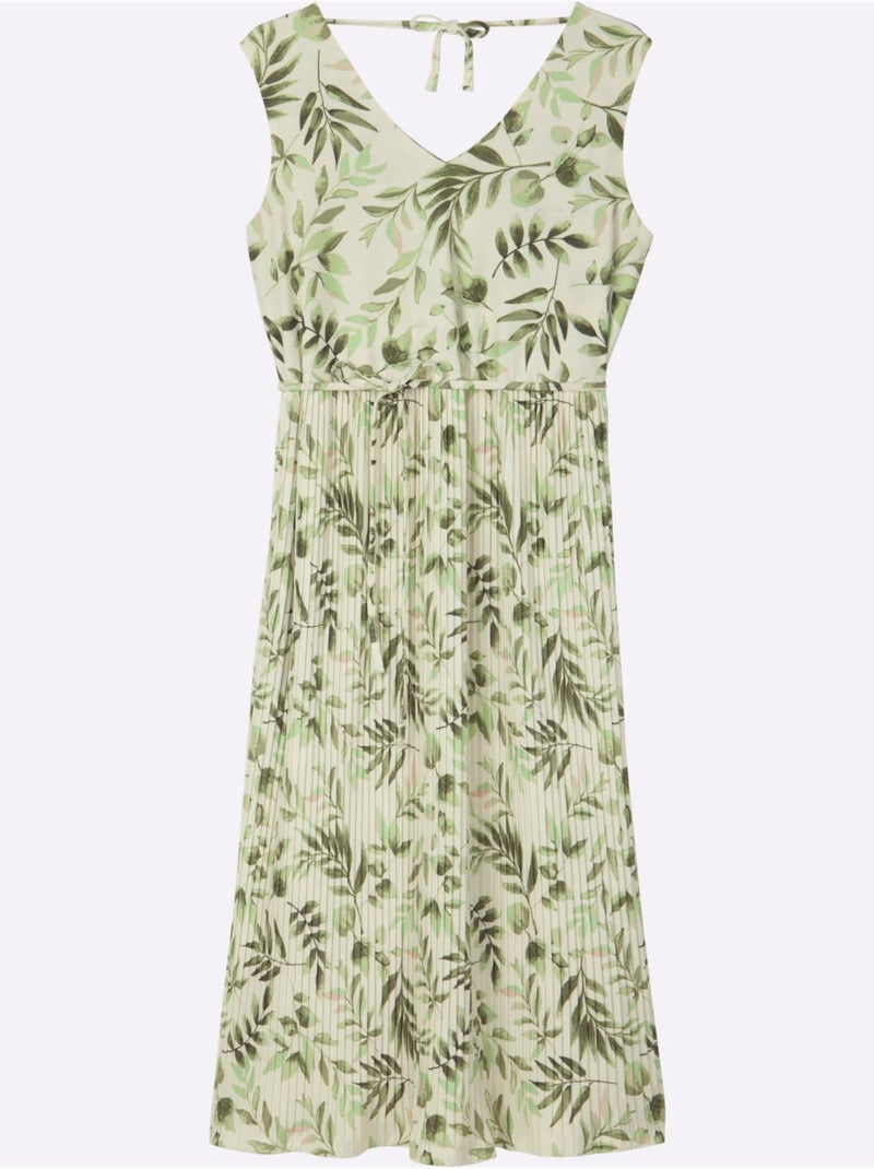 Robe à Fleurs Col V Devant Et Au Dos - Taille Standard - Sheego Ivoire - Kiabi