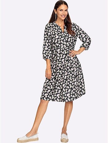 Robe à Fleurs Coupe En A Affinante - Taille Courte - Witt