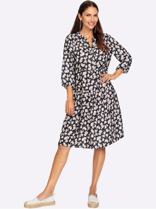 Robe à Fleurs Coupe En A Affinante - Taille Courte - Witt - Kiabi