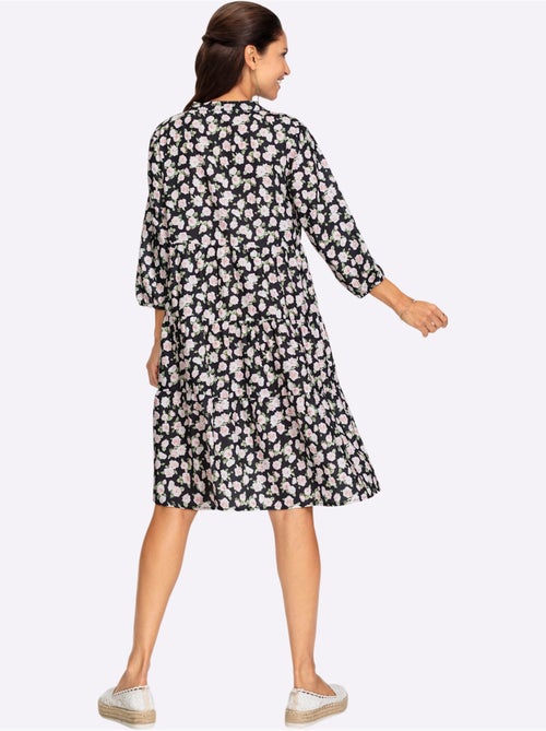 Robe à Fleurs Coupe En A Affinante - Taille Courte - Witt - Kiabi