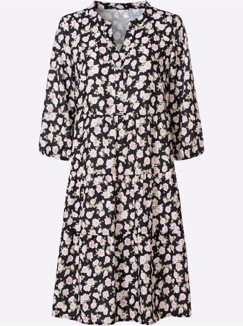 Robe à Fleurs Coupe En A Affinante - Taille Courte - Witt - Kiabi