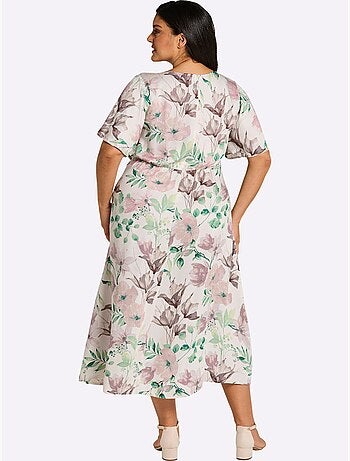 Robe à Fleurs Fronces à La Taille, Effet Noué - Taille Standard - Sheego