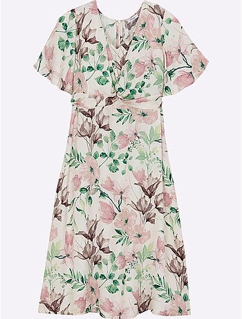 Robe à Fleurs Fronces à La Taille, Effet Noué - Taille Standard - Sheego