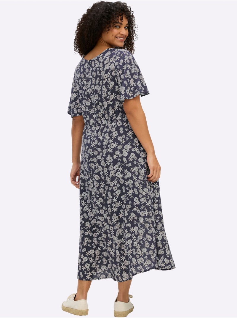 Robe à Fleurs Qualité Modal - Taille Standard - Sheego Bleu Blanc - Kiabi