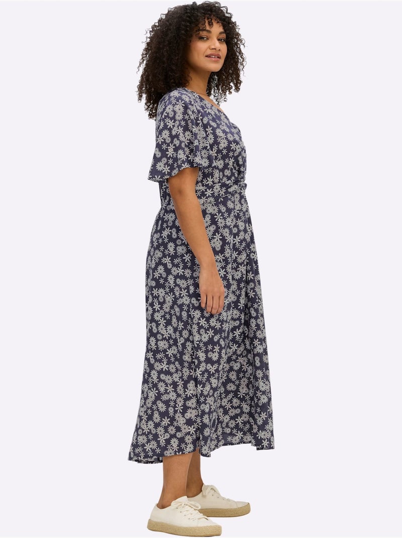 Robe à Fleurs Qualité Modal - Taille Standard - Sheego Bleu Blanc - Kiabi