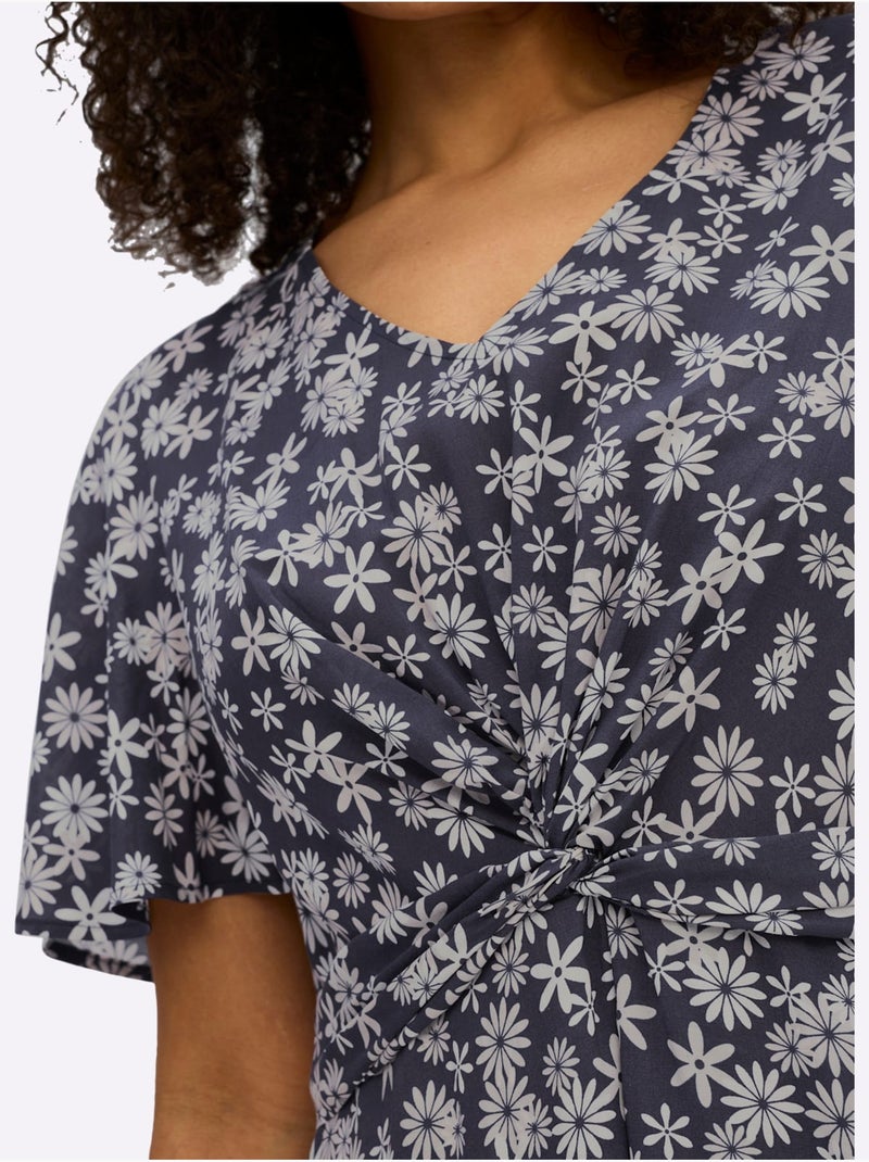 Robe à Fleurs Qualité Modal - Taille Standard - Sheego Bleu Blanc - Kiabi