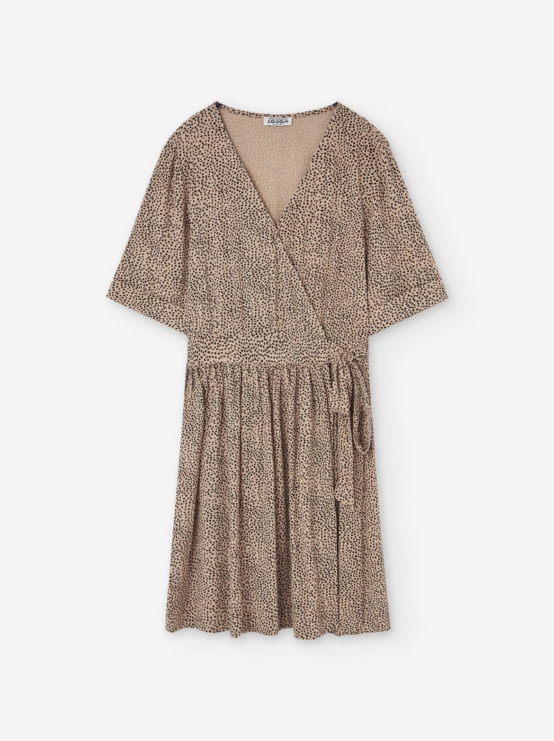 Robe à Imprimé Animal en Croisé Beige - Kiabi