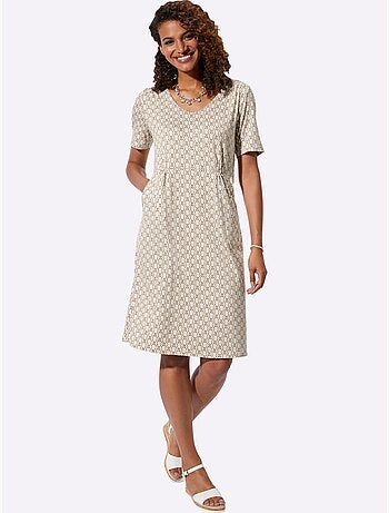 Robe à imprimé géométrique en jersey avec poches et manches courtes - Taille standard - Witt