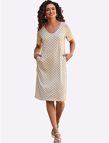 Robe à imprimé géométrique en jersey avec poches et manches courtes - Taille standard - Witt
