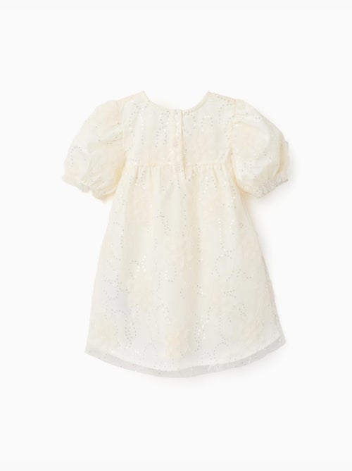 Robe à manches ballon et fleurs 3D - Kiabi