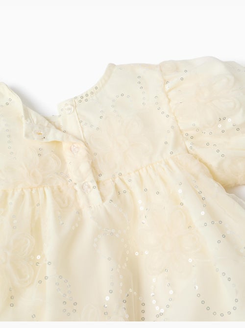 Robe à manches ballon et fleurs 3D - Kiabi