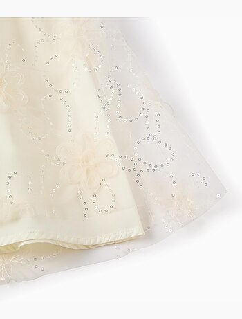 Robe à manches bouffantes et fleurs 3D