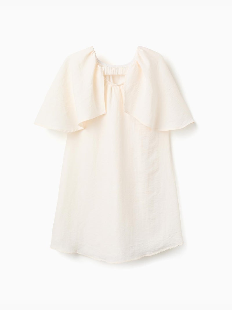 Robe à manches cape et appliqué floral Beige clair - Kiabi