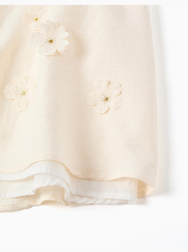 Robe à manches cape et appliqué floral Beige clair - Kiabi