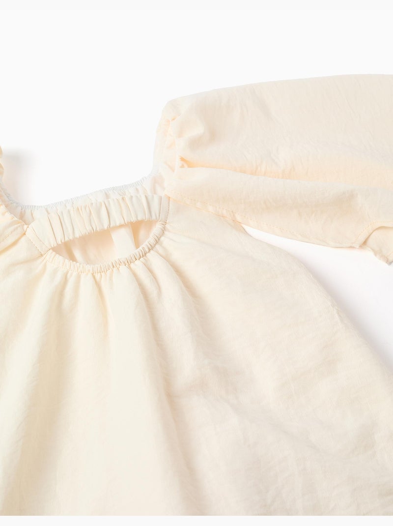 Robe à manches cape et appliqué floral Beige clair - Kiabi