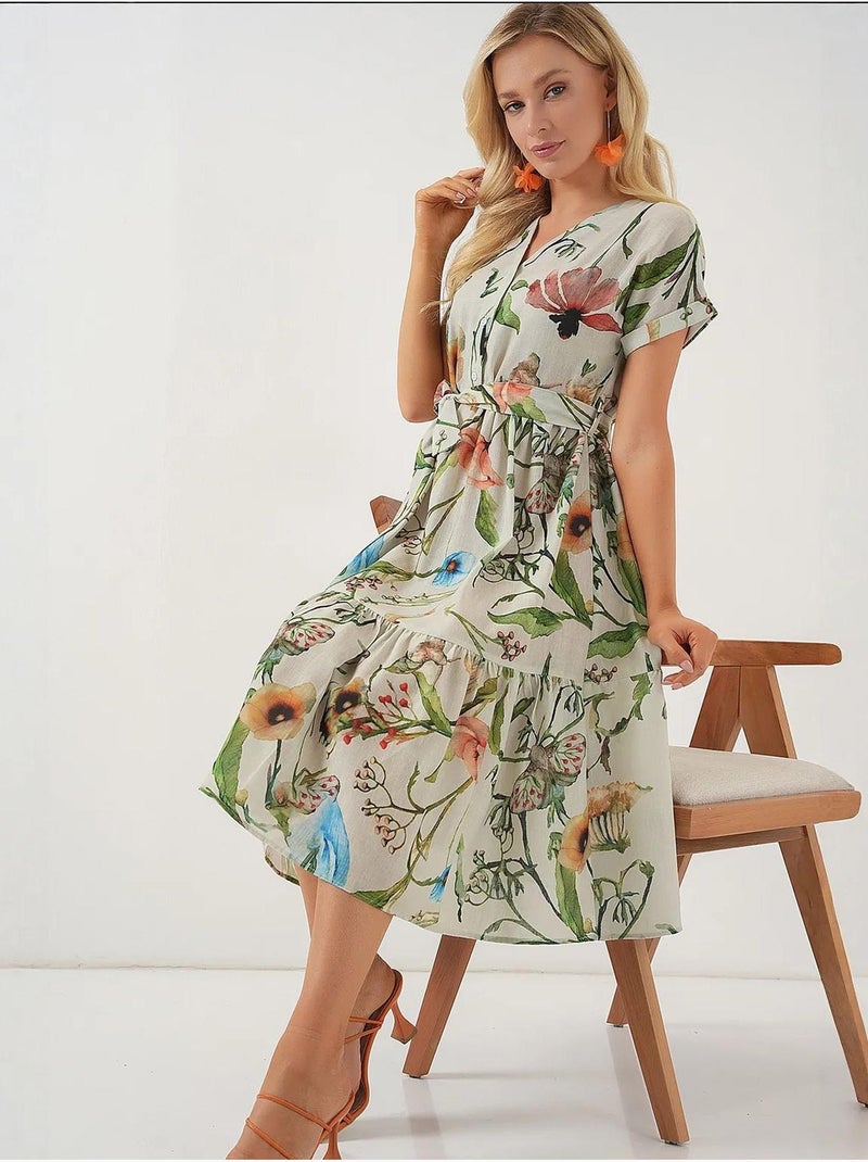 Robe à manches courtes à motifs bdart Beige argile - Kiabi