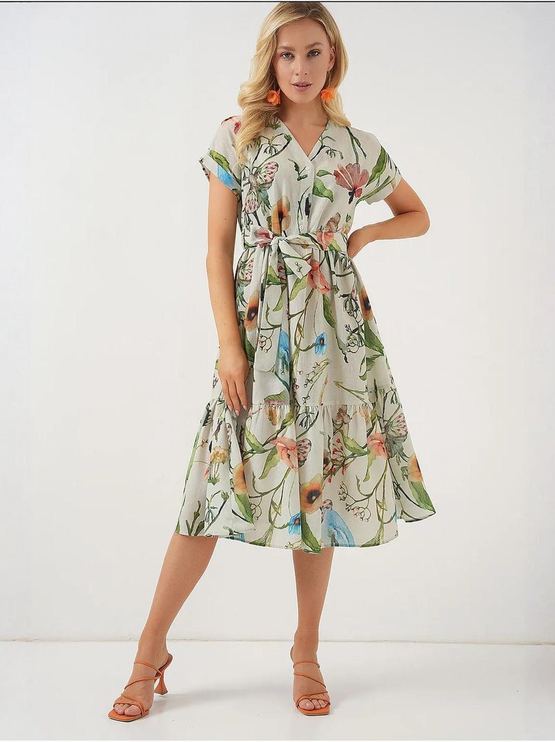 Robe à manches courtes à motifs bdart Beige argile - Kiabi