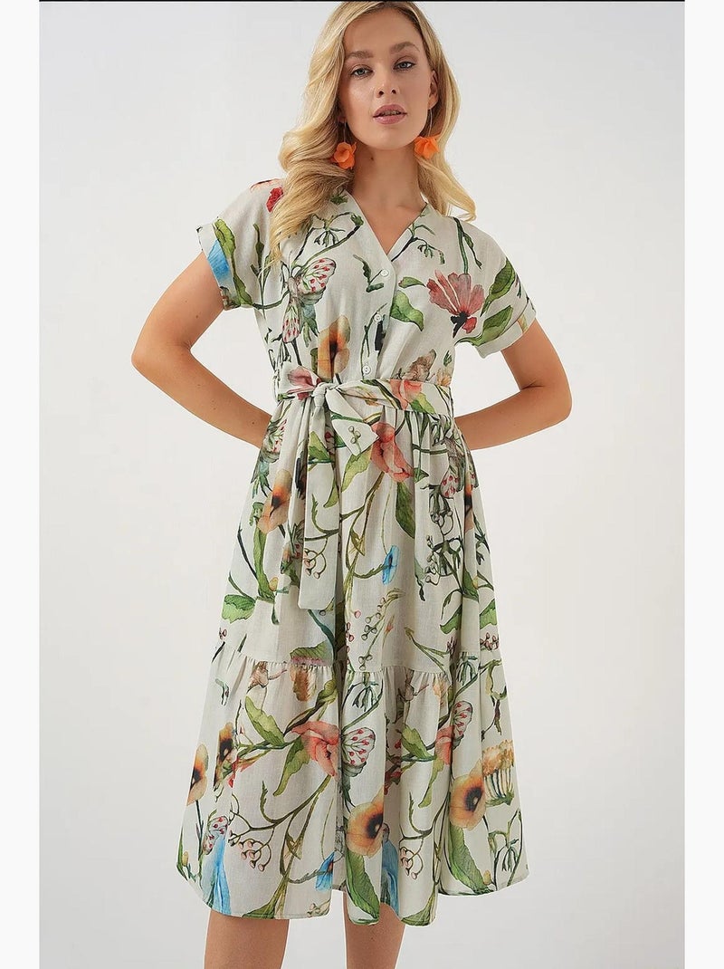 Robe à manches courtes à motifs bdart Beige argile - Kiabi