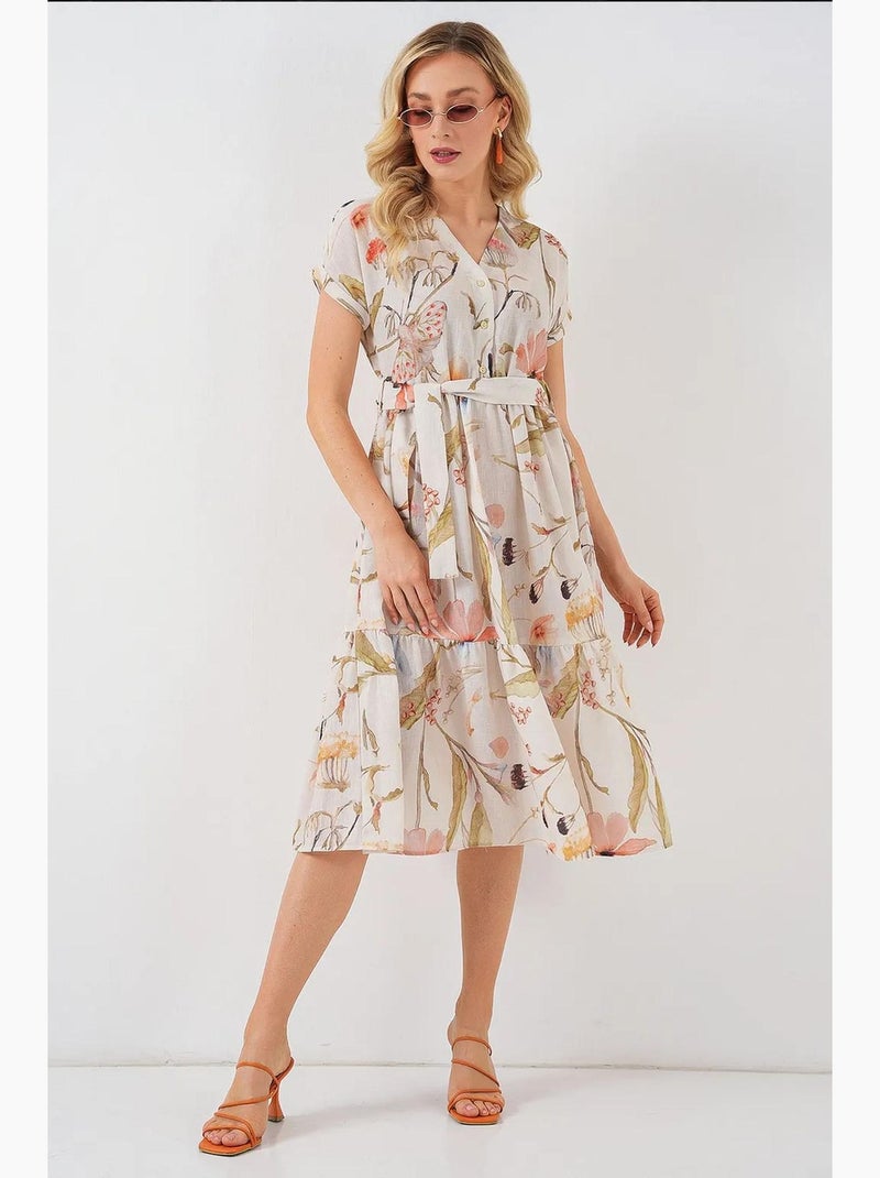Robe à manches courtes à motifs bdart Blanc cassé - Kiabi