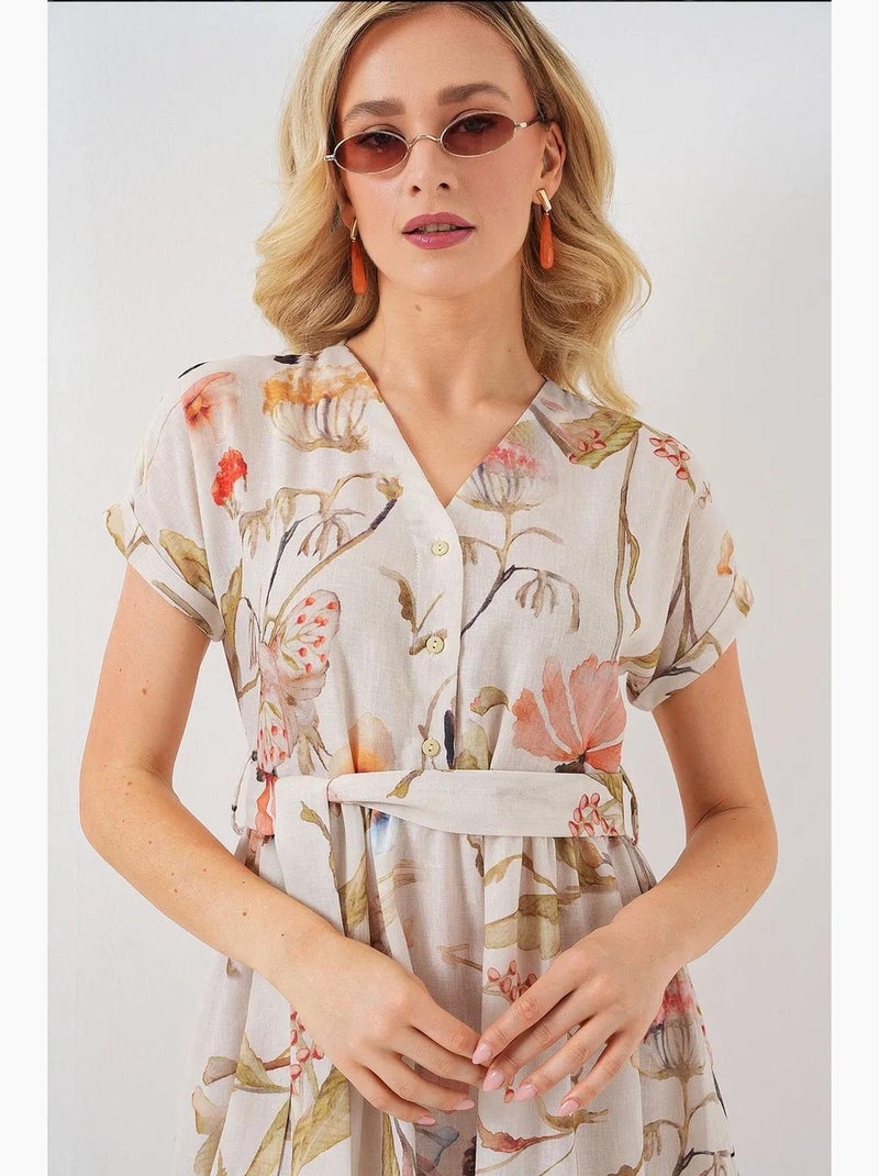 Robe à manches courtes à motifs bdart Blanc cassé - Kiabi